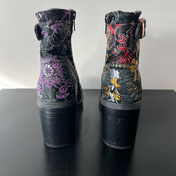 Diba Embroidered Floral Tapestry Ankle Boots | Lace Up Zip | Size 6 - Picture 7 of 11
